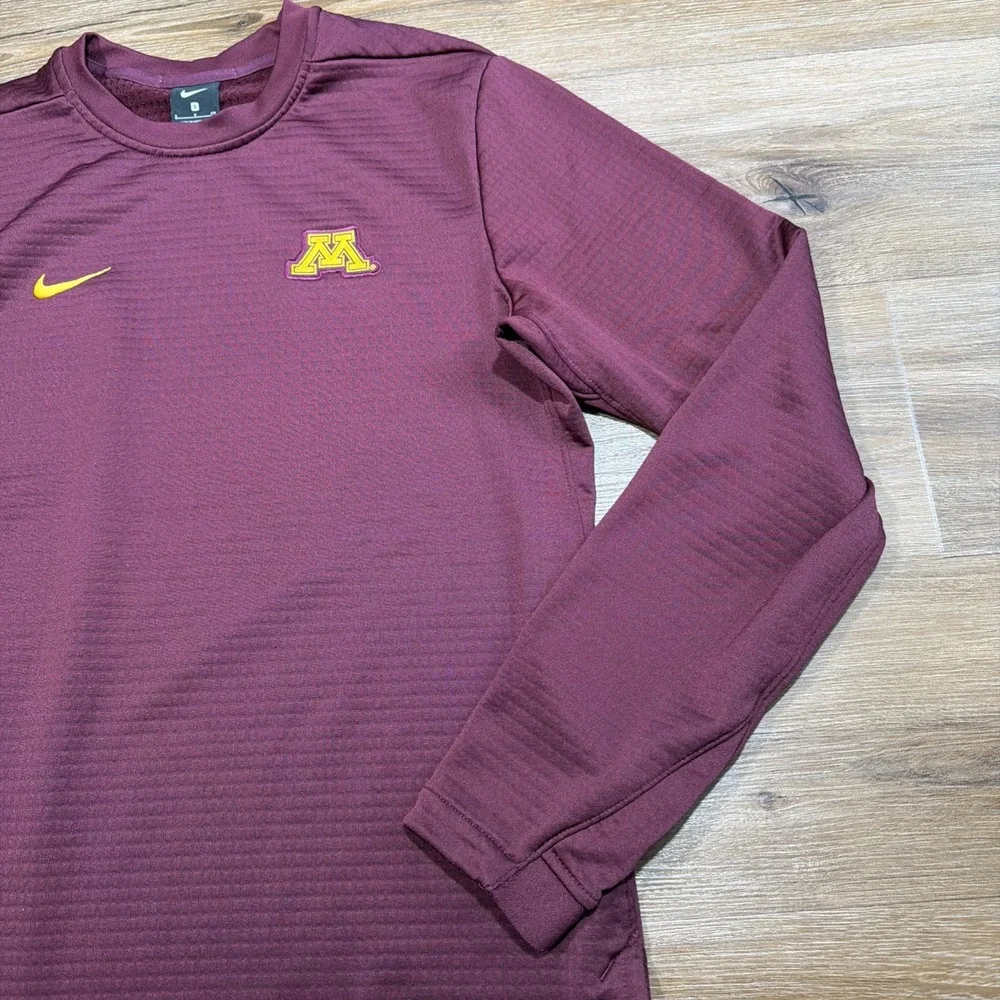 Nike Men's SMALL Minnesota Golden Gophers Waffle Fleece Sweatshirt Red Thermal
